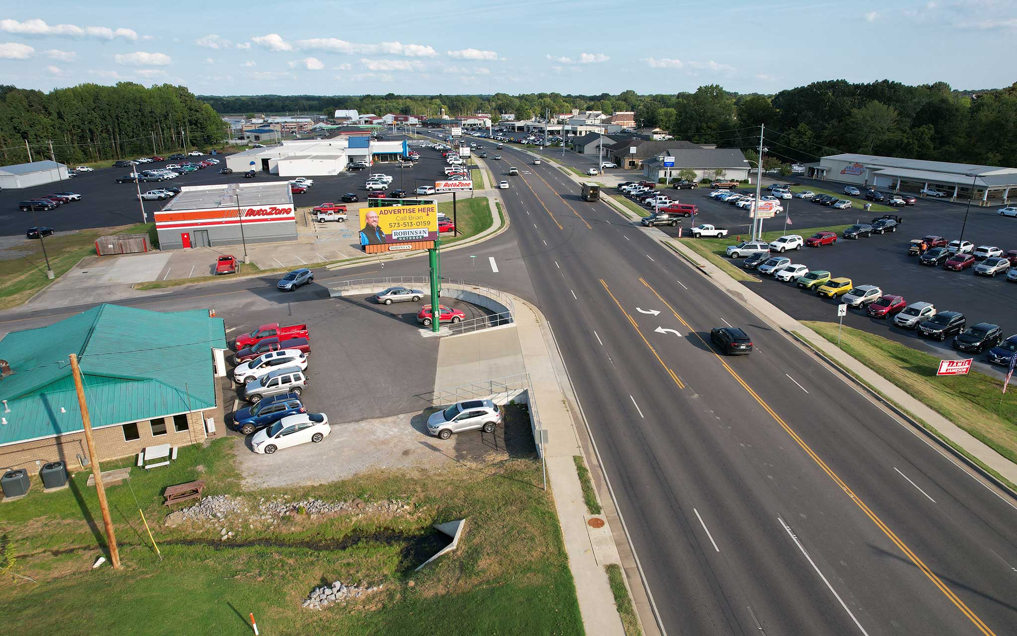 A view of an intersection from above.