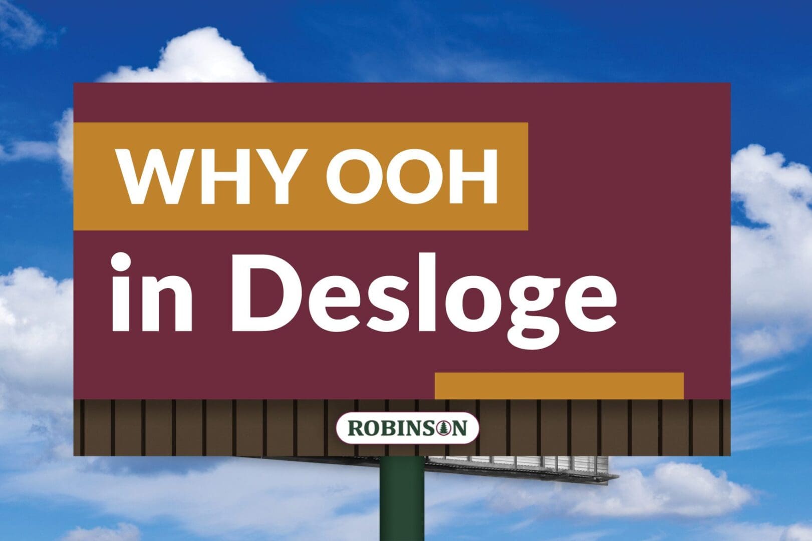 A billboard with the words " why ooh in desloge ".
