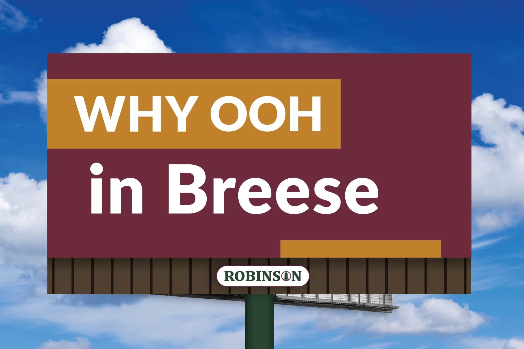 Outdoor billboard advertising graphic reading “Why OOH in Breese” at Breese, Illinois location