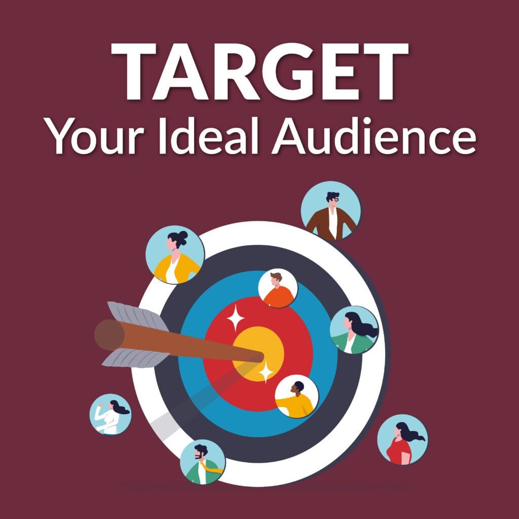 A red background with an arrow in the center of a target.