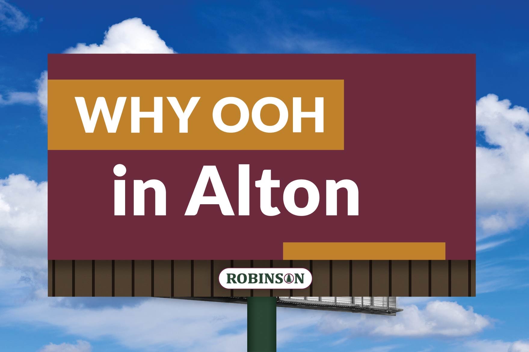 A billboard with the words " why ooh in alton."